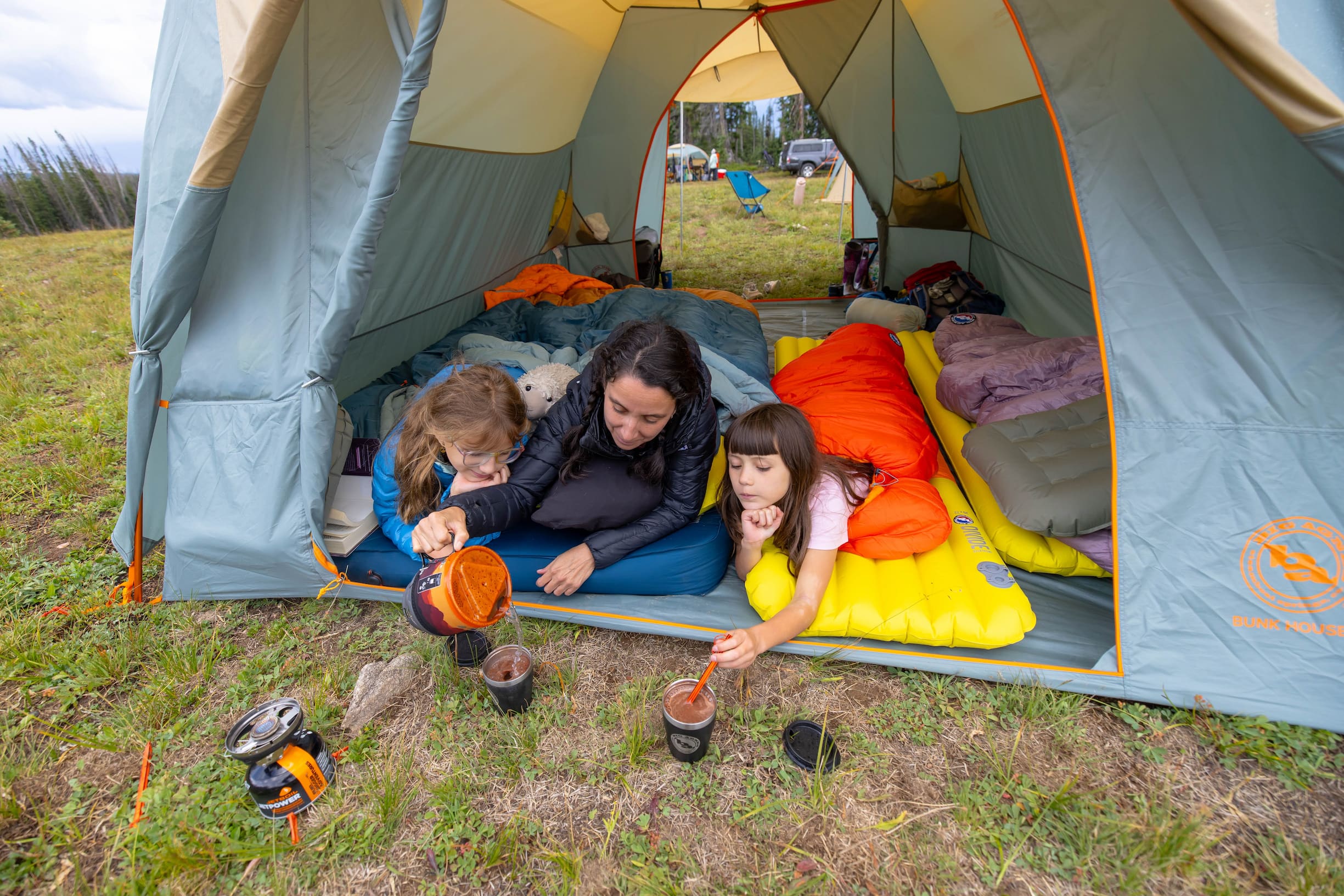 Zipping up the sleeping bag for a nap