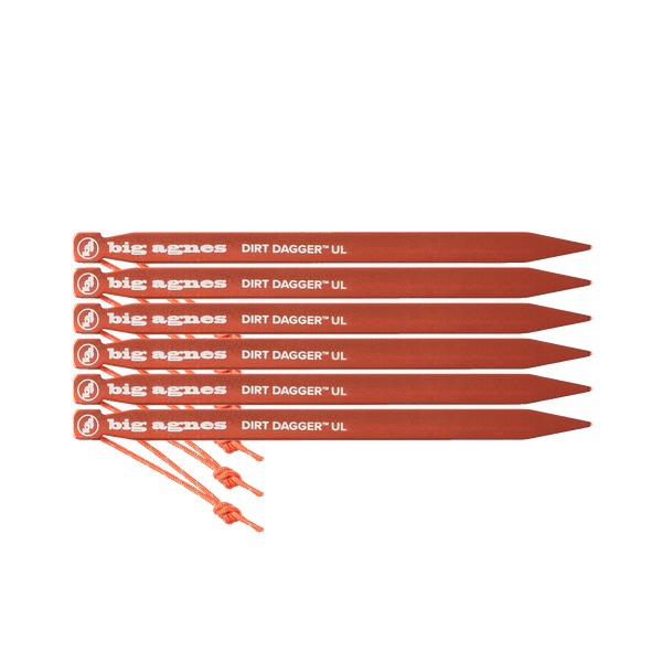 Dirt Dagger UL Tent Stakes Pack of 6 Lined Up