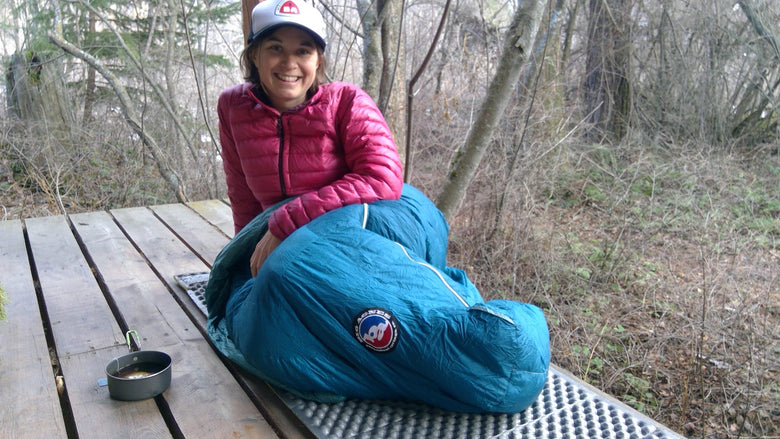Shayla Paradeis in the Sidewinder sleeping bag