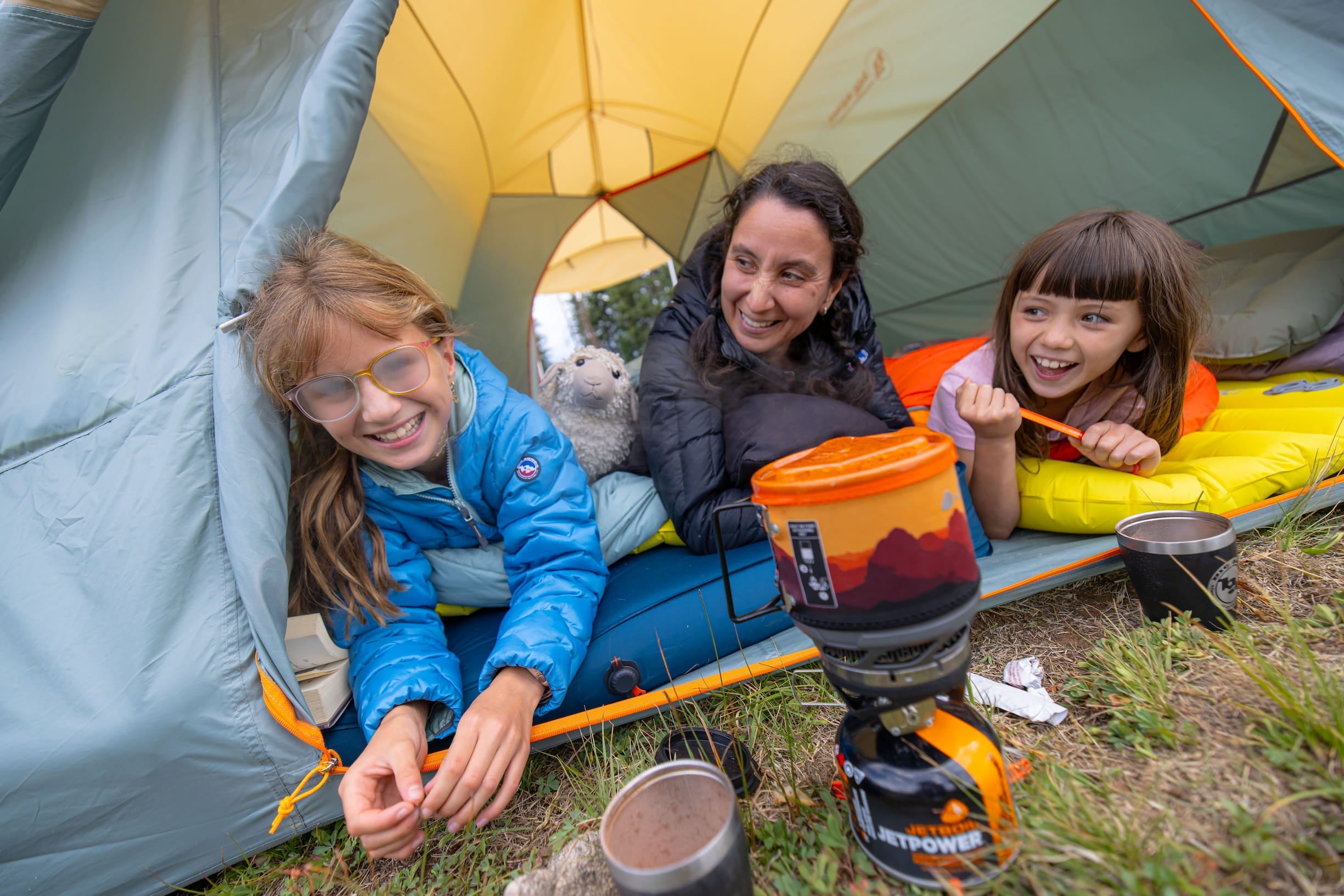 kids playing in a tent