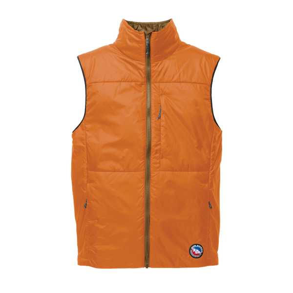 Orange Insulated vest with bronze zipper 
