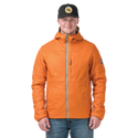 Man standing in burnt orange jacket with light green accents