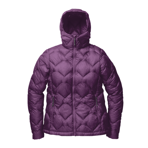 Dark purple geometric patterned hooded jacket zipped