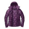 Dark purple geometric patterned hooded jacket unzipped
