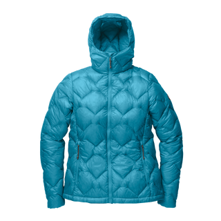 Blue geometric patterned hooded jacket