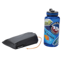 Black Copper Spur UL1 Bikepack Footprint and blue water bottle with 'Big Agnes' branding on a white background