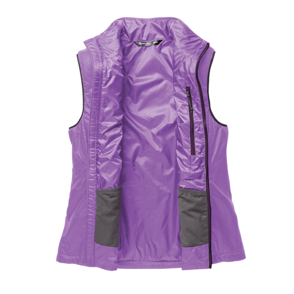 Purple vest unzipped