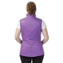 Rear view of woman wearing purple vest