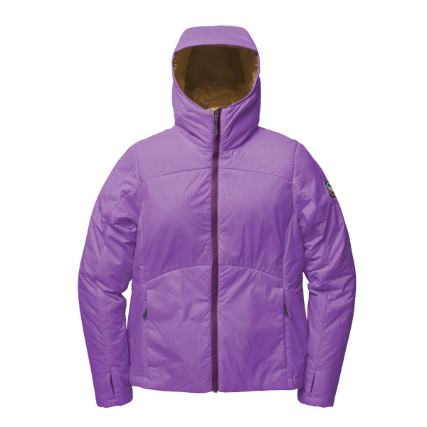Purple hooded jacket zipped