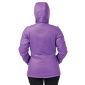 Rear view of woman wearing purple hooded jacket