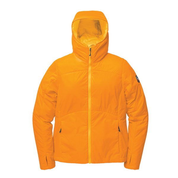 Yellow hooded jacket zipped