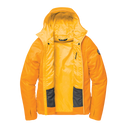 Yellow hooded jacket unzipped