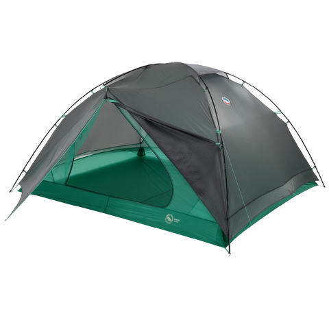 Green and gray tent on a white background