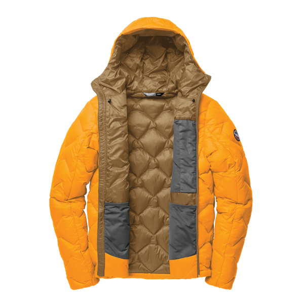 Yellow and Bronze Puffer Jacket Open