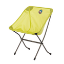 Yellow folding chair with a brand logo on a white background