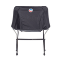 Black folding chair with a logo on a transparent background