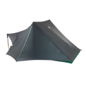 Dark gray tent with green accents on a white background
