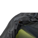 Close-up of a gray Tiger Wall UL2 Bikepack with a drawstring on a white background