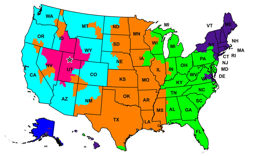 Shipping zones map